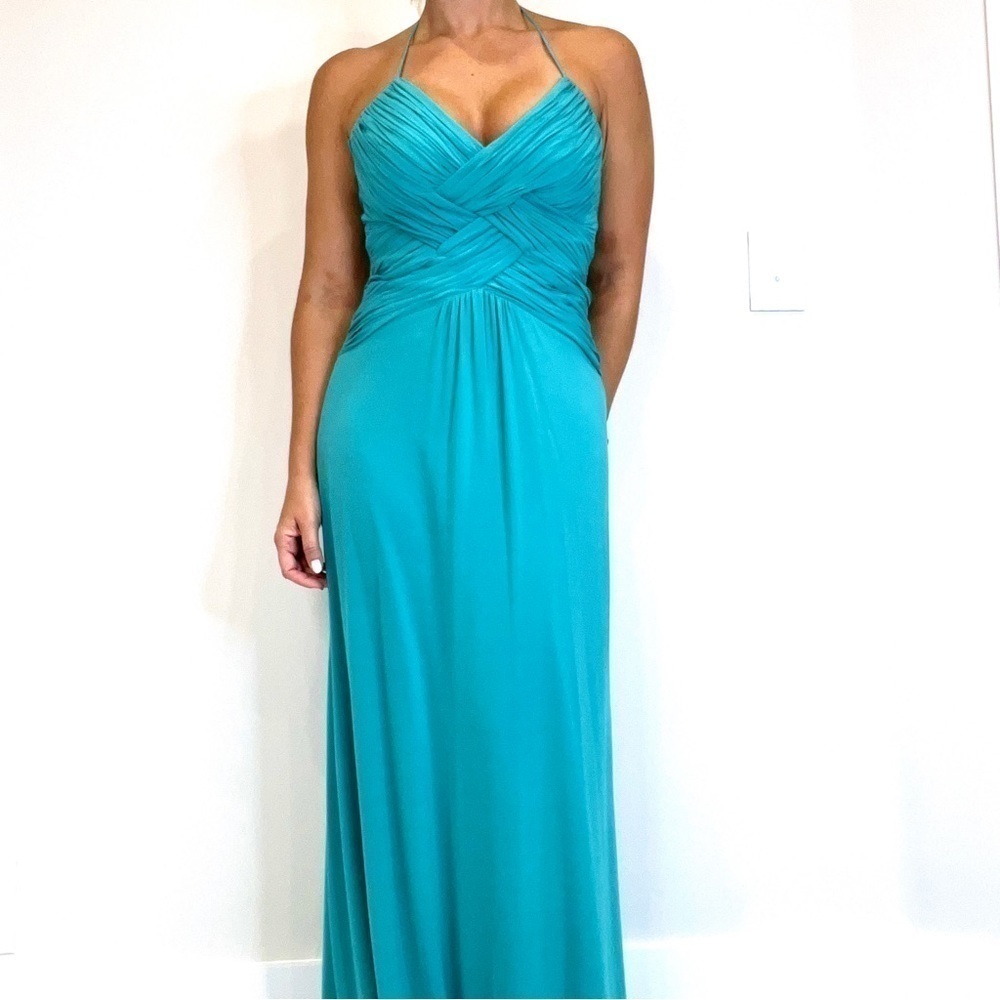 Alice+Olívia Turquoise Rouched gown Dress